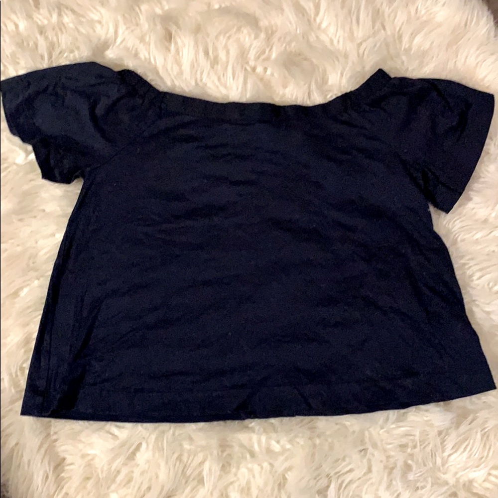 Banana republic navy cropped boatneck top
